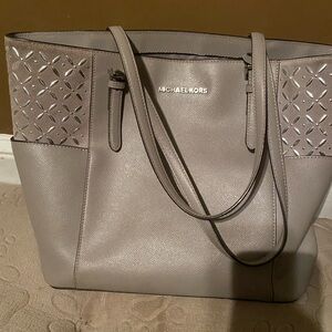 Michael Kors Gray Quilted Tote Bag